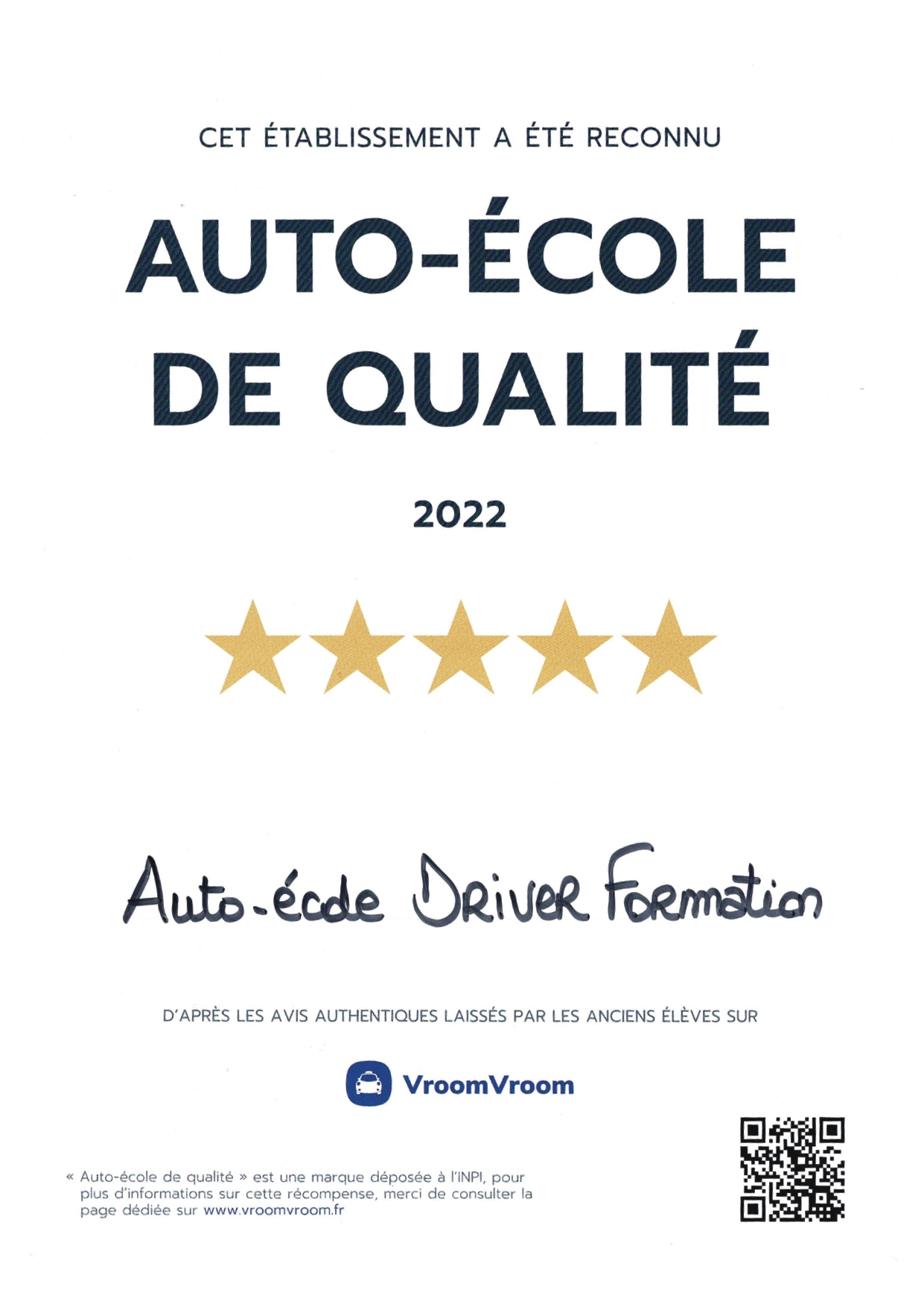 Certificat d’excellence de vroomvroom 2024